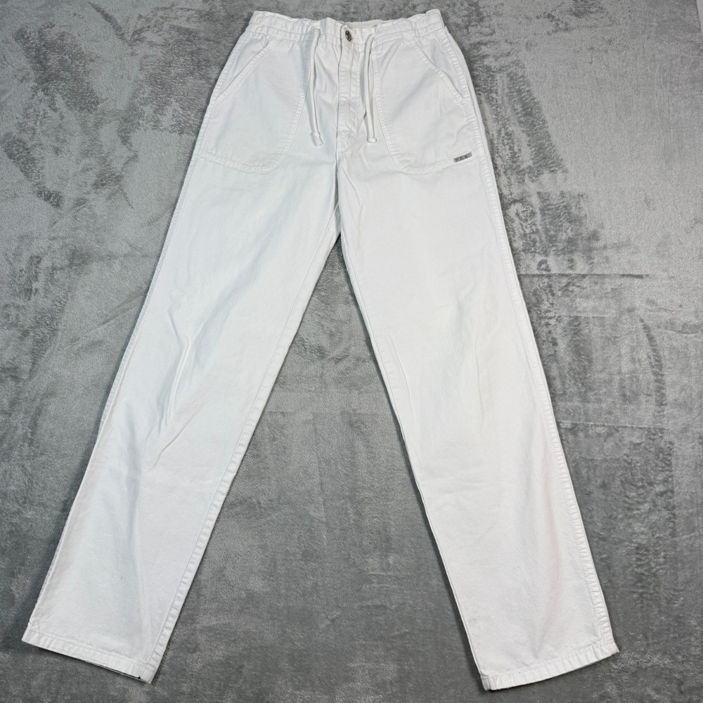 Vintage PCH Mens 30 White Cotton Drawstring Elastic Waist Straight Leg Pants